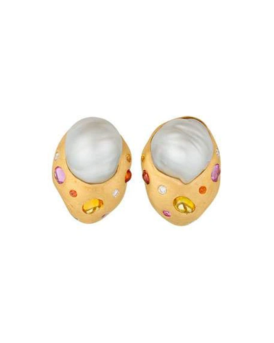 Shop Margot Mckinney Jewelry 18k Pink Gold Drop Earrings W/ Pearls
