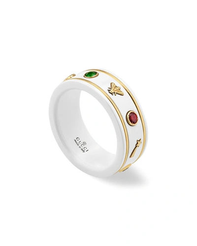 Shop Gucci Icon Band Ring In White