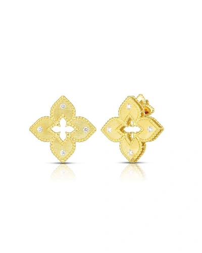 Shop Roberto Coin Venetian Princess 18k Diamond Open Flower Stud Earrings