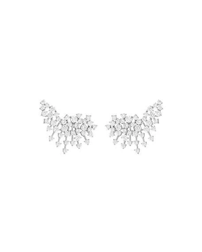 Shop Hueb Luminus 18k White Gold Diamond Curved Earrings