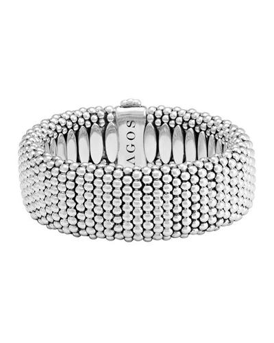 Shop Lagos Wide Caviar Bracelet, 23mm In Silver