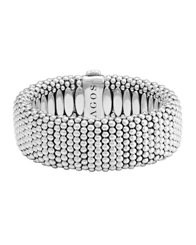 Lagos Sterling Silver Caviar Wide Bracelet In Silver