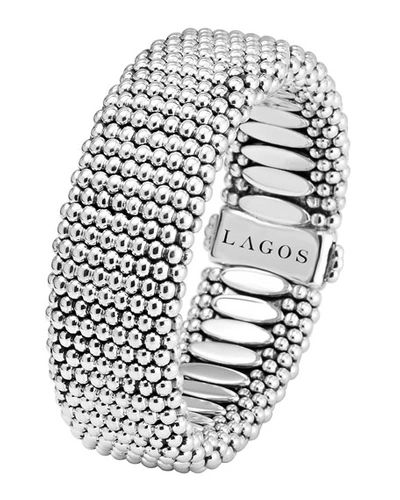 Shop Lagos Wide Caviar Bracelet, 23mm In Silver
