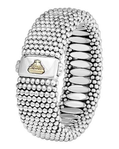 Shop Lagos Wide Caviar Bracelet, 23mm In Silver