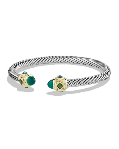 Shop David Yurman Renaissance Bracelet With Semiprecious Stone & 14k Gold, 5mm In Green Onyx