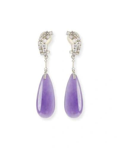 Shop David C.a. Lin 18k Lavender Jadeite Teardrop Earrings