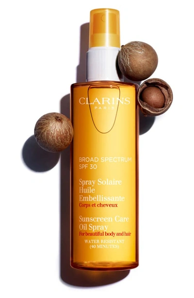 Shop Clarins Sunscreen Care Oil Spray Spf 30 For Skin & Hair, 5 oz
