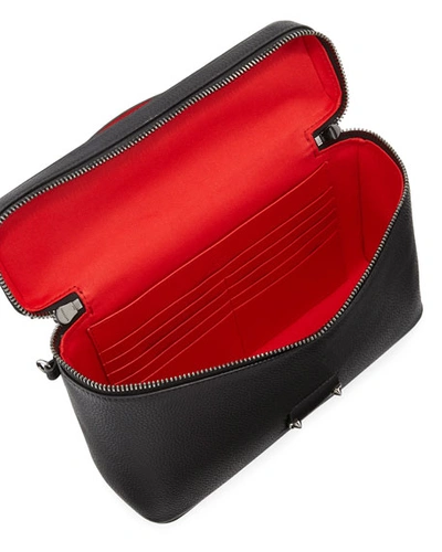 Shop Christian Louboutin Men's Leather Zip-around Pouch In Black