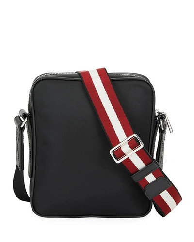 Shop Bally Men's Faara Trainspotting-stripe Crossbody Bag In Black