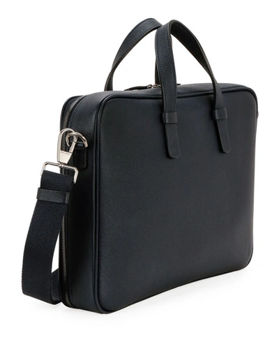 Shop Giorgio Armani Men's Leather Briefcase Bag With Id Tag In Black