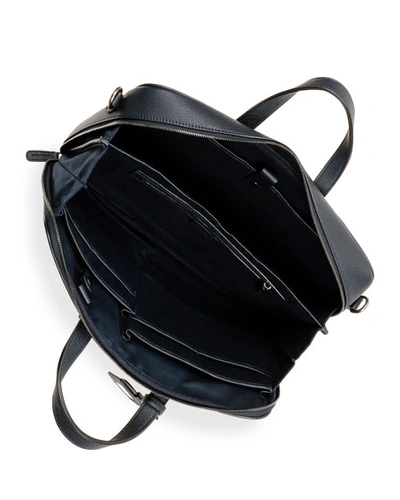 Shop Giorgio Armani Men's Leather Briefcase Bag With Id Tag In Black