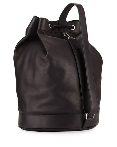 Shop Stefano Ricci Men's Leather Drawstring Bucket Bag In Black