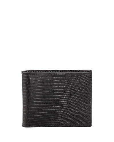 Shop Neiman Marcus Lizard Slim Wallet, Black