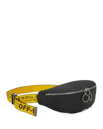 Shop Off-white Men's Web-strap Belt Bag/fanny Pack In Black