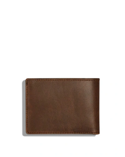 Shop Shinola Men's Slim Leather Bi-fold Wallet In Medium Brown