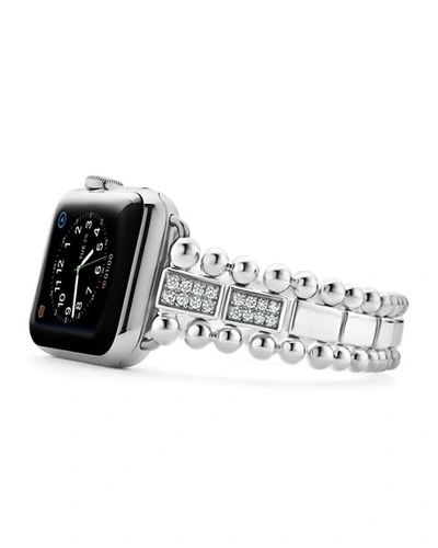 Shop Lagos Smart Caviar Diamond Pave 38mm Apple Watch Bracelet In White/silver