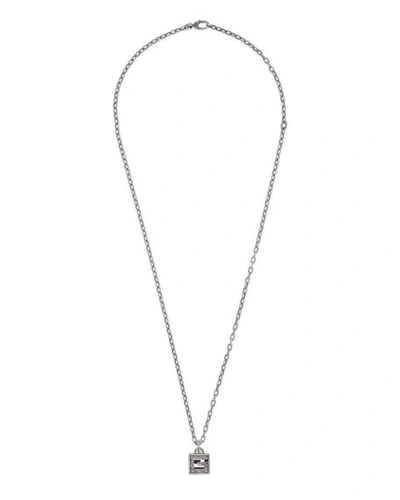 Shop Gucci Men's G Logo Pendant Necklace In Silver