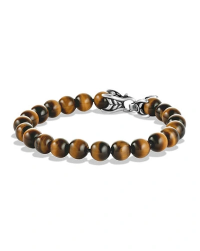 Shop David Yurman Men's Spiritual Beads Bracelet With Silver, 8mm In Tigereye