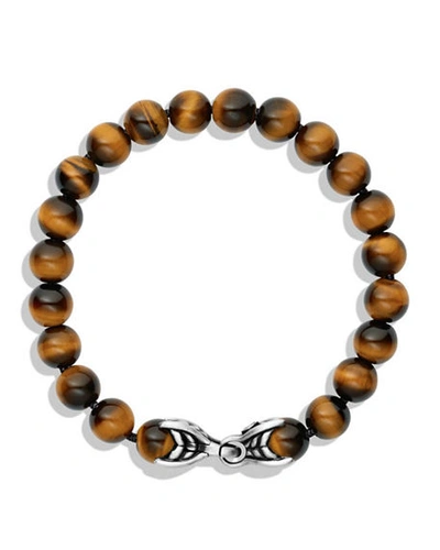 Shop David Yurman Men's Spiritual Beads Bracelet With Silver, 8mm In Tigereye