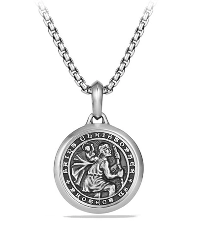 Shop David Yurman Men's St. Christopher Pendant In Silver, 34.5mm