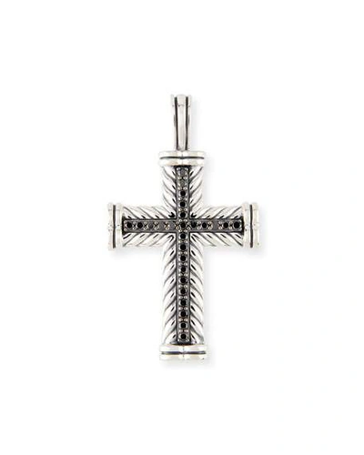 Shop David Yurman Men's Chevron Cross Pendant With Diamonds In Silver, 41.7mm