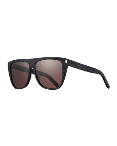 Shop Saint Laurent Men's Sl 292 Acetate Sunglasses In White