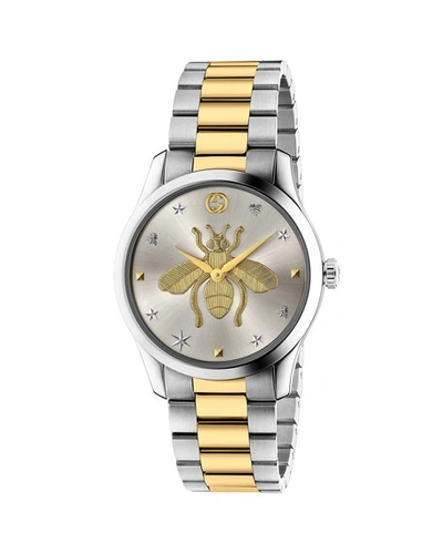 Shop Gucci Men's Bee Two-tone Bracelet Watch In Multi Pattern