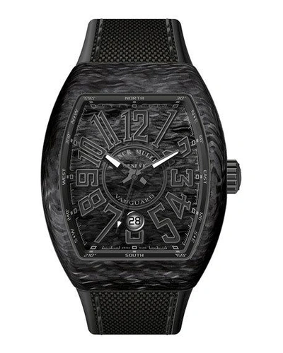 Shop Franck Muller Vanguard Watch With Black Carbon Fiber Strap