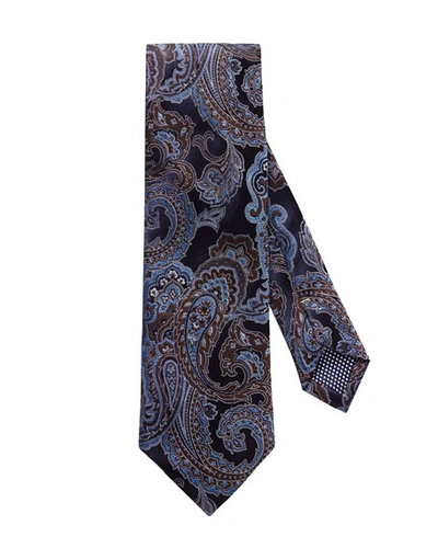 Shop Eton Paisley Silk Tie, Navy