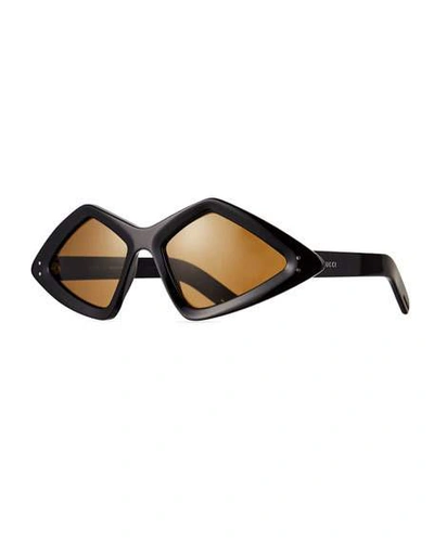 Shop Gucci Men's Geometric Acetate Sunglasses In Black