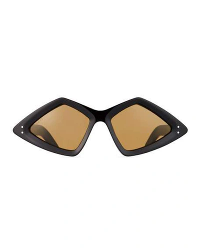 Shop Gucci Men's Geometric Acetate Sunglasses In Black