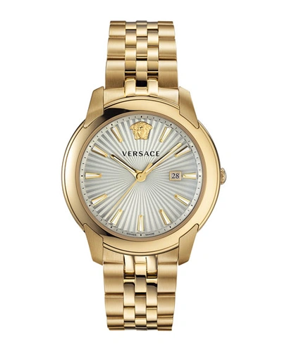 Shop Versace Men's 42mm Bracelet Watch In Gold
