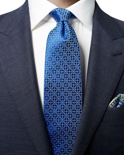 Shop Eton Floral Medallion Silk Tie In Blue