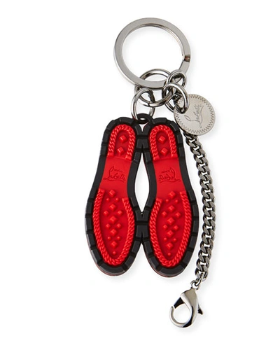 Shop Christian Louboutin Men's Signature Red Lug Sole Keyring In Black/red