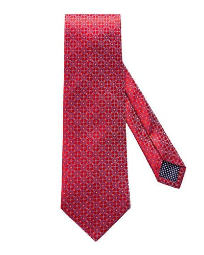 Shop Eton Floral Medallion Silk Tie In Red