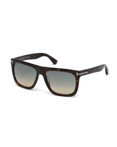 Shop Tom Ford Morgan Thick Square Acetate Sunglasses, Tortoiseshell
