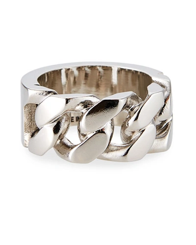 Shop Alexander Mcqueen Men's Identity Chain Ring In Silver