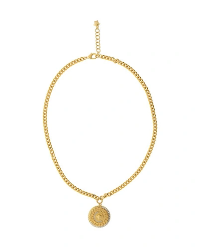 Shop Versace Men's Crystal Medusa Head Pendant Necklace In Gold