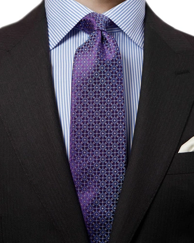 Shop Eton Floral Medallion Silk Tie In Purple
