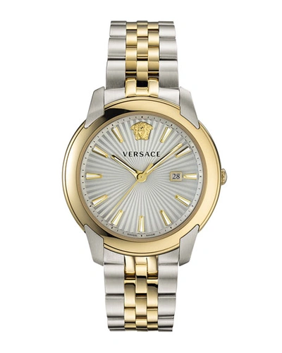 Shop Versace Men's Urban Bracelet Watch W/ Gold Ip Trim In Silver