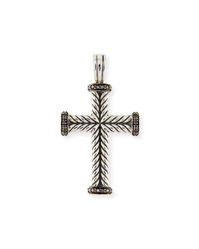 Shop David Yurman Men's Chevron Cross Pendant In Silver, 33.5mm