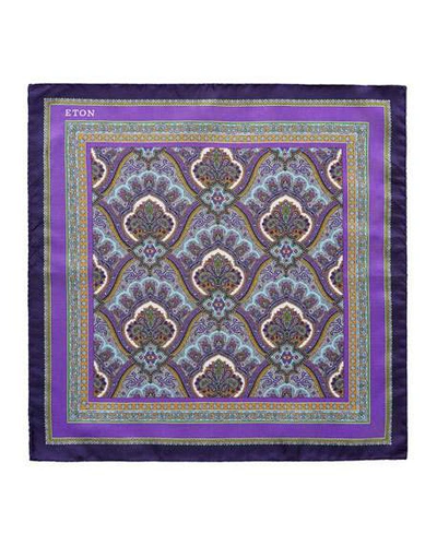 Shop Eton Men's Silk Paisley Pocket Square, Purple