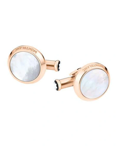 Shop Montblanc Mother-of-pearl Round Rose Golden Cuff Links