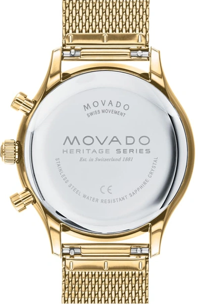 Shop Movado Heritage Calendoplan Chronograph Bracelet Watch, 43mm In Gold/ Black/ Gold