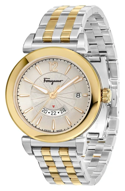 Shop Ferragamo Feroni Bracelet Watch, 40mm In Silver/ Gold