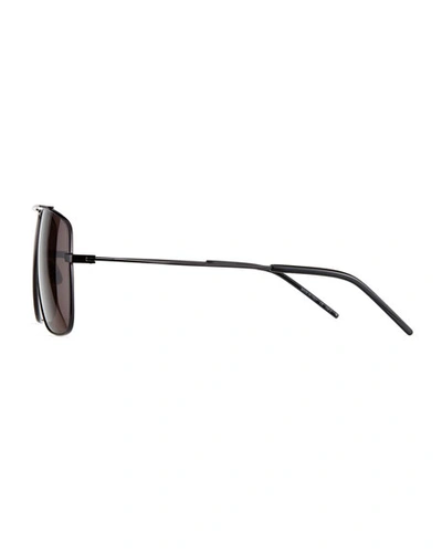 Shop Saint Laurent Men's Square Metal Brow-bar Sunglasses In Black