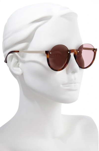 Shop Mcq By Alexander Mcqueen 53mm Semi Rimless Round Sunglasses - Medium Havana/ Pink