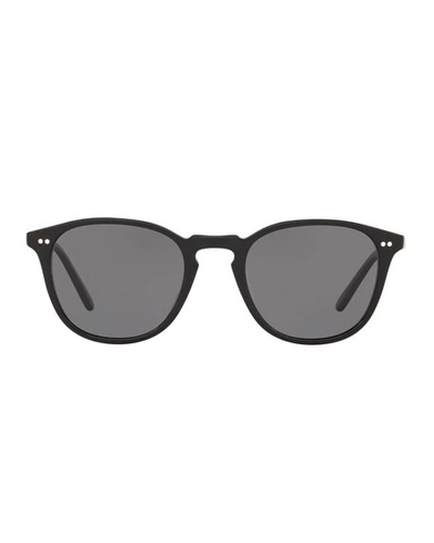 Shop Oliver Peoples Men's Forman L.a. Polarized Round Acetate Sunglasses In Black