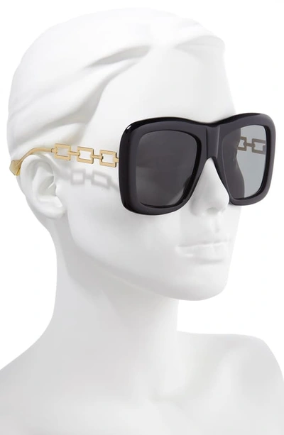 Shop Gucci 54mm Square Sunglasses In Shiny Black