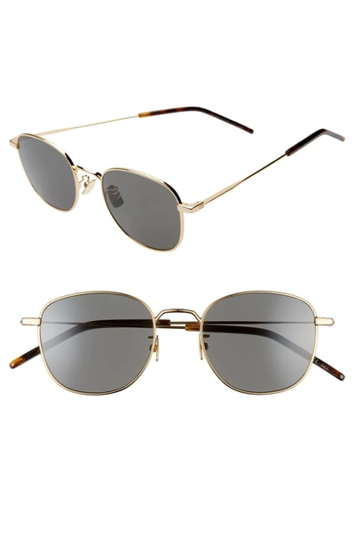 Shop Saint Laurent 50mm Round Sunglasses In Gold/ Grey